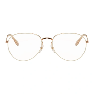 Shop Givenchy Gold And Transparent Studded Edge Aviator Glasses In 084e Gd Bei