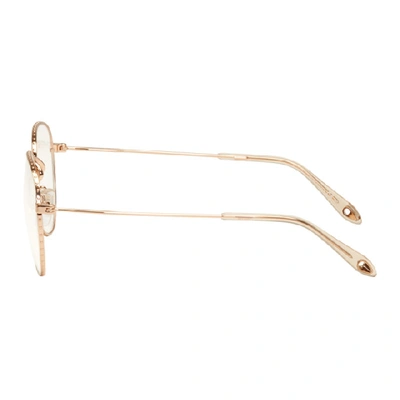 Shop Givenchy Gold And Transparent Studded Edge Aviator Glasses In 084e Gd Bei