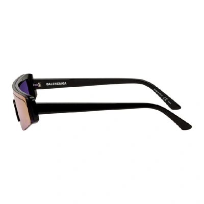 Shop Balenciaga Black Skinny Rectangular Ski Sunglasses In 003 Black