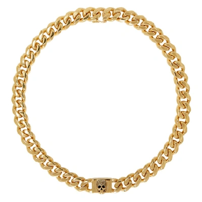 Shop Alexander Mcqueen Gold Chain Skull Necklace In 1364 0953