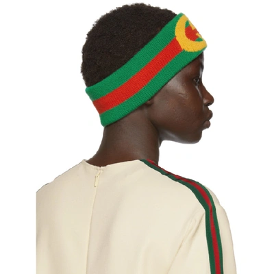 Shop Gucci Green And Red Stripe Gg Head Band In 6567 Flame