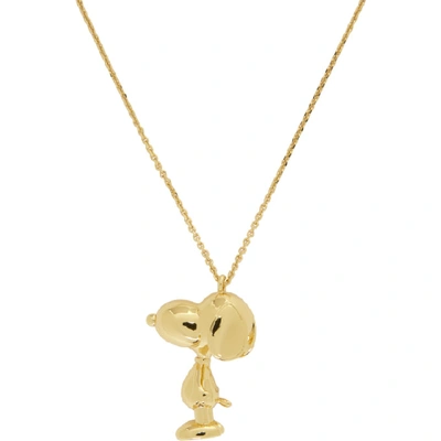 Shop Marc Jacobs Gold Peanuts Edition The Snoopy Necklace In 710 Gold