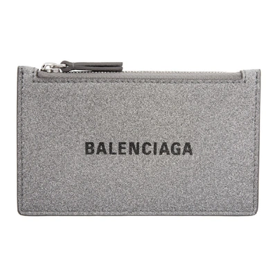 Shop Balenciaga Silver Shimmer Everyday Long Card Holder In 8106 Silver