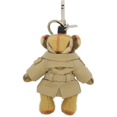 Shop Burberry Beige Vintage Check Thomas Trench Keychain In Antique Yel