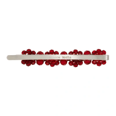 Shop Simone Rocha Red Crystal Flower Hair Clip