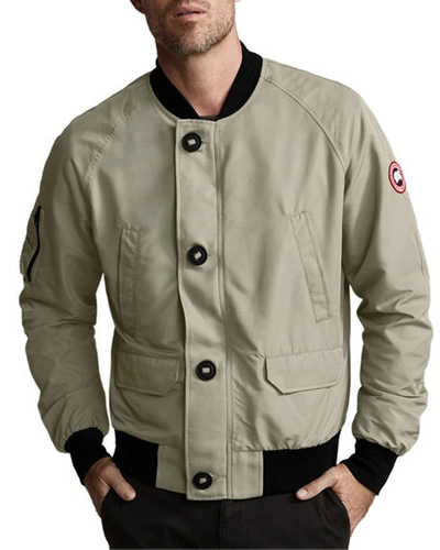 Shop Canada Goose Men's Faber Button-front Bomber Jacket In Lichen