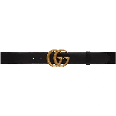 Shop Gucci Black Toscano Leather Gg Belt