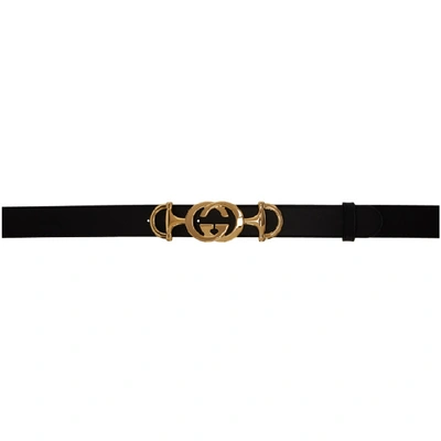 Shop Gucci Black Interlocking Gg Horsebit Belt