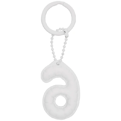 Shop Mm6 Maison Margiela White 6 Keychain In 100 White