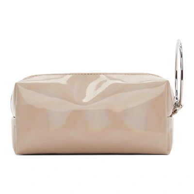 Shop Mm6 Maison Margiela Beige Iridescent Logo Keyring Pouch