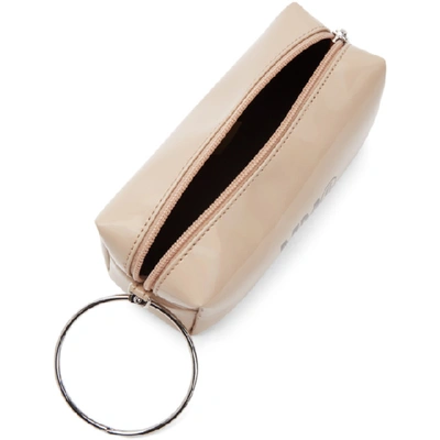 Shop Mm6 Maison Margiela Beige Iridescent Logo Keyring Pouch