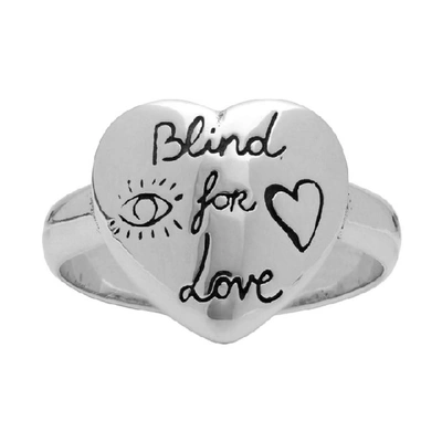 GUCCI 银色“BLIND FOR LOVE”心形戒指