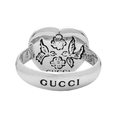 Shop Gucci Silver 'blind For Love' Heart Ring