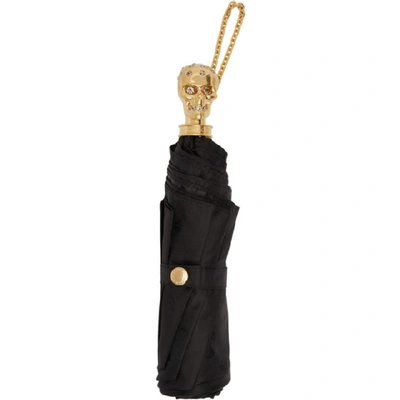 Shop Alexander Mcqueen Black And Gold Skull Umbrella In 1080 Bk/gol