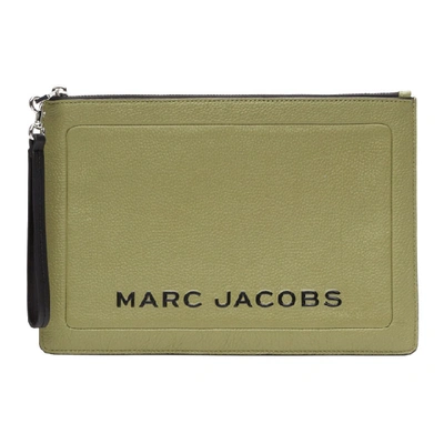 Shop Marc Jacobs Green Large The Textured Box Pouch In 319 Moss