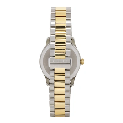 Shop Gucci Gold And Silver Cat Iconic G-timeless Watch In Gold/silvr