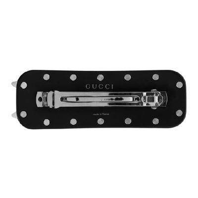 Shop Gucci Black Large Crystal Stud Strass Barrette In 8127 Black