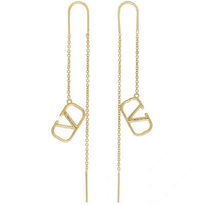 Shop Valentino Gold  Garavani Vlogo Dangle Earrings In Cs4 Oro 18