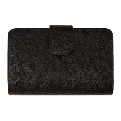 Shop Prada Black Saffiano Continental Wallet In F0002 Black