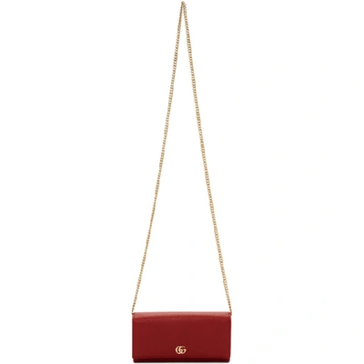 Shop Gucci Red Small Marmont Chain Wallet Bag In 6433 Red