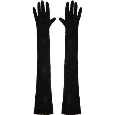 Shop Gucci Black Tulle Gloves In 1000 Black