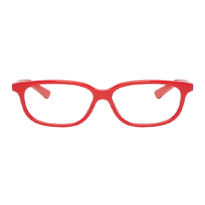 Shop Balenciaga Red Rectangular Cat-eye Glasses In 003 Red