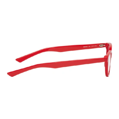 Shop Balenciaga Red Rectangular Cat-eye Glasses In 003 Red