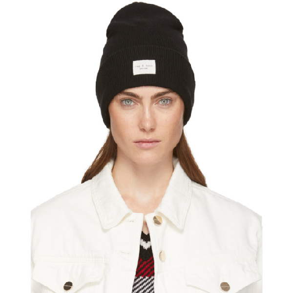 Rag Bone Rag And Bone Black Wool Addison Beanie In 1 Black Modesens