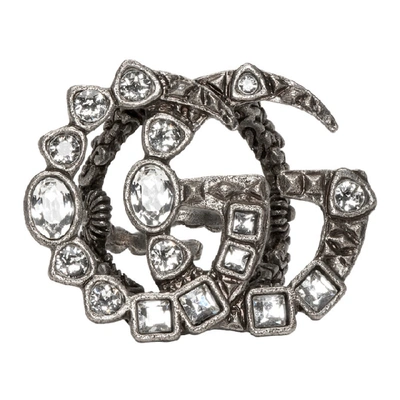 Shop Gucci Silver Gg Marmont Ring In 8162 Clear