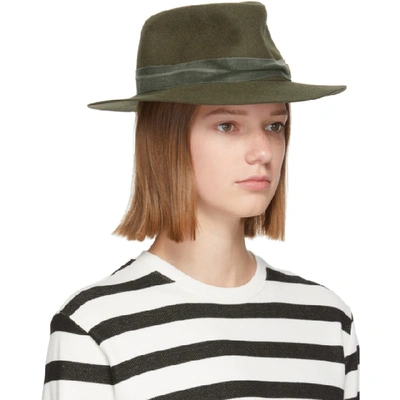 Shop Maison Michel Green Felt Derek Hat In Khaki