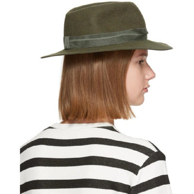 Shop Maison Michel Green Felt Derek Hat In Khaki