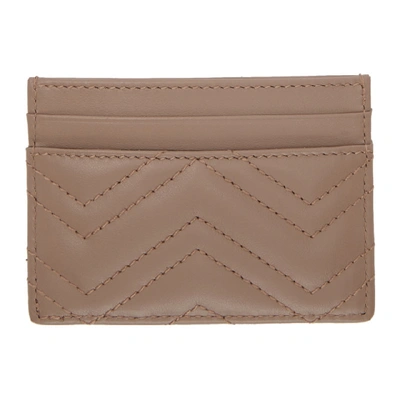 Shop Gucci Beige Gg Marmont Card Holder In Porcelain