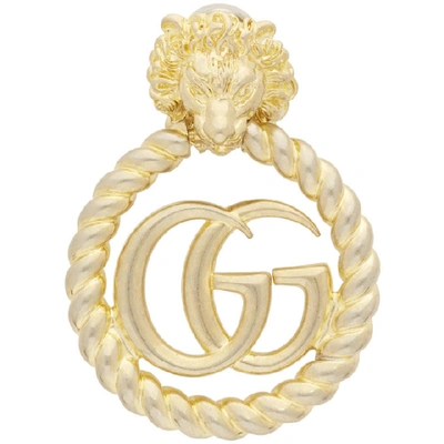 Shop Gucci Gold Single Gg Lionhead Earring In 8065 Gold
