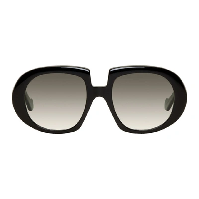 Shop Loewe Black Oversized Anagram Sunglasses