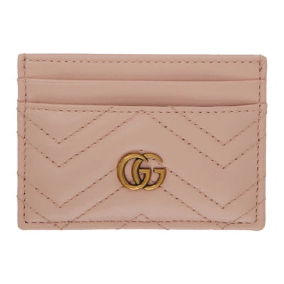 Shop Gucci Pink Gg Marmont Card Holder