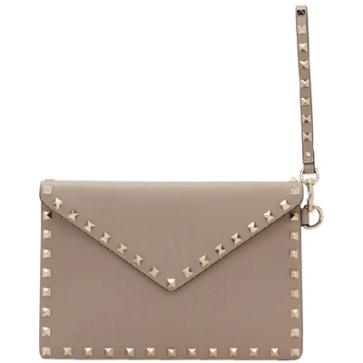 Shop Valentino Pink  Garavani Rockstud Pouch In P45 Poudre