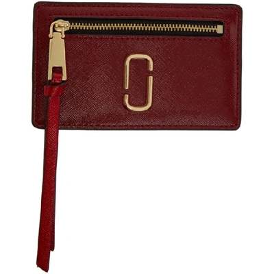 Shop Marc Jacobs Red Snapshot Zip Card Holder In 947 Cranber
