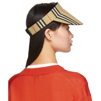 BURBERRY 驼色标志性条纹弹性遮阳帽