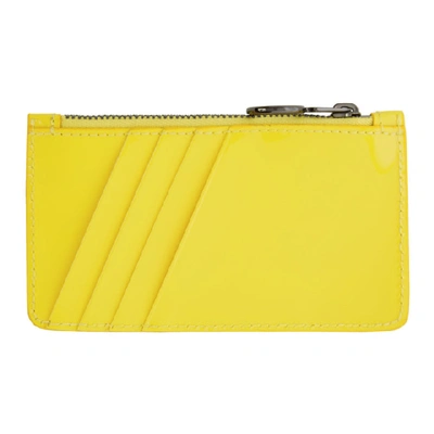 Shop Off-white Yellow And Black Patent Card Wallet In Yellow/blk