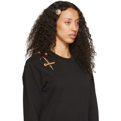 Shop Versace Gold Crystal Medusa Barrette In Kcot Clear