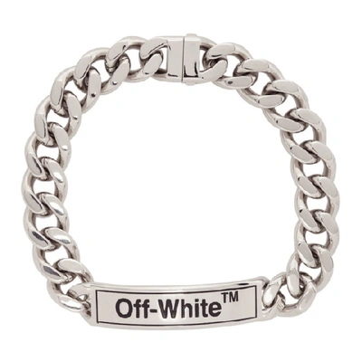 Shop Off-white Silver Sweetheart Choker Necklace In Black