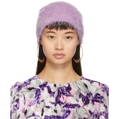 Shop Marc Jacobs Purple Furry Beanie In 533 Lilac