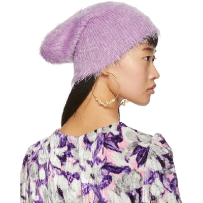 Shop Marc Jacobs Purple Furry Beanie In 533 Lilac