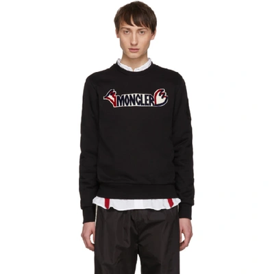 Shop Moncler 2  1952 Black Logo Sweatshirt In 109-999.blk