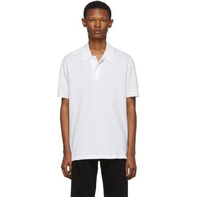 Shop Bottega Veneta White Pique Polo In 9122 Opptwt