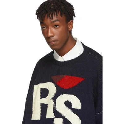 Shop Raf Simons Navy Oversized Cropped Rs Sweater In 00044 Dknvy