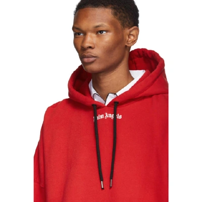 Shop Palm Angels Red Logo Hoodie In 2001 Redwht