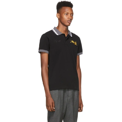 Shop Kenzo Black Jumping Tiger Polo In 99 - Black