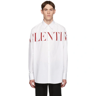 Shop Valentino White Logo Shirt In A33bianco/