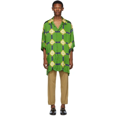 Shop Gucci Green Wrinkled Harness Shirt In 3086 Green